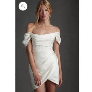 Wtoo By Watters Marlina Mini Dress Womens 2 Ivory Wedding Bride Designer